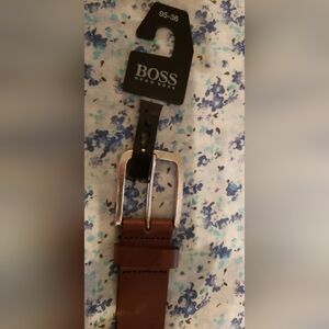 Men's Hugo Boss Leather Belt Brown 36